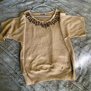 JM collection Women’s Top with embezzlement (gold/beige). Prefect Fit to Size